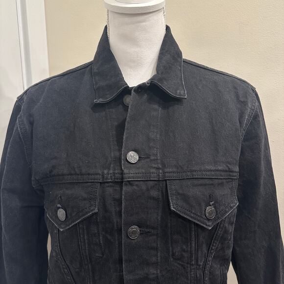 Denim & Supply Ralph Lauren Black Denim Trucker Jacket Utility Workwear Sz Small - Picture 5 of 10